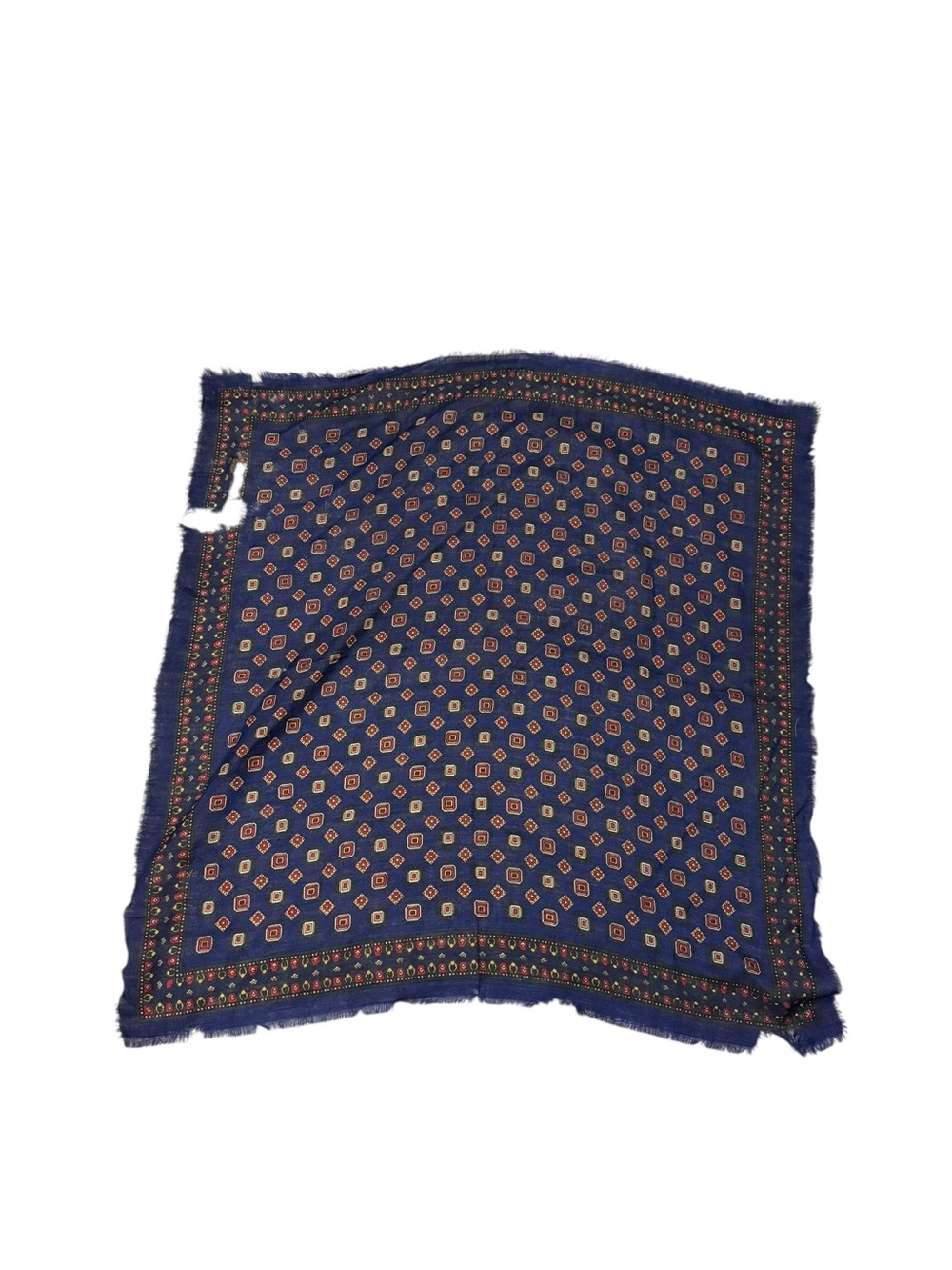 Navy Blue Geometric Print Pocket Scarf
